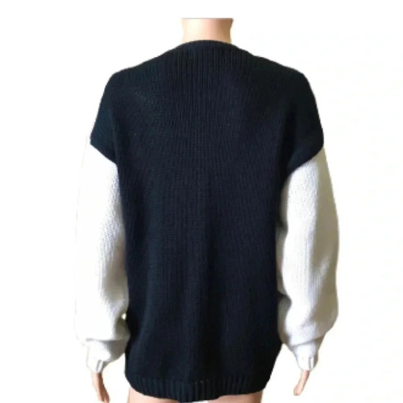 Vintage cozy cardigan cottage core  sweater black and white bunny print style - Picture 6 of 14